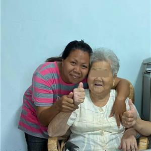 旗山江小姐家外勞寇蒂賈,已服務快滿3年江奶奶十分滿意